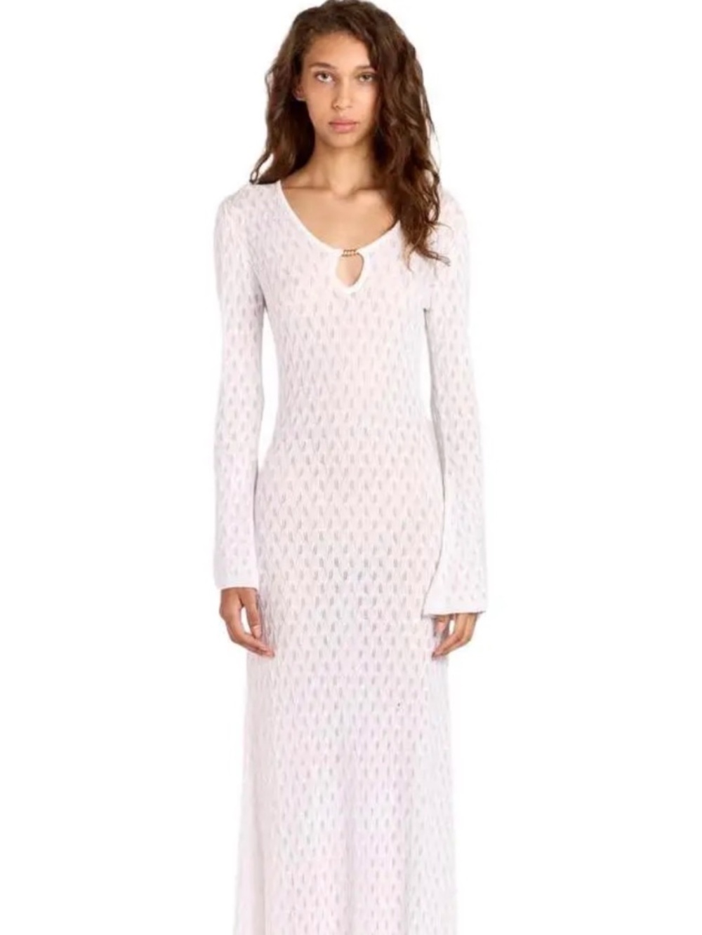 ROMY┆L┆NWT Havana Pointelle Knit Maxi Dress┆White┆327